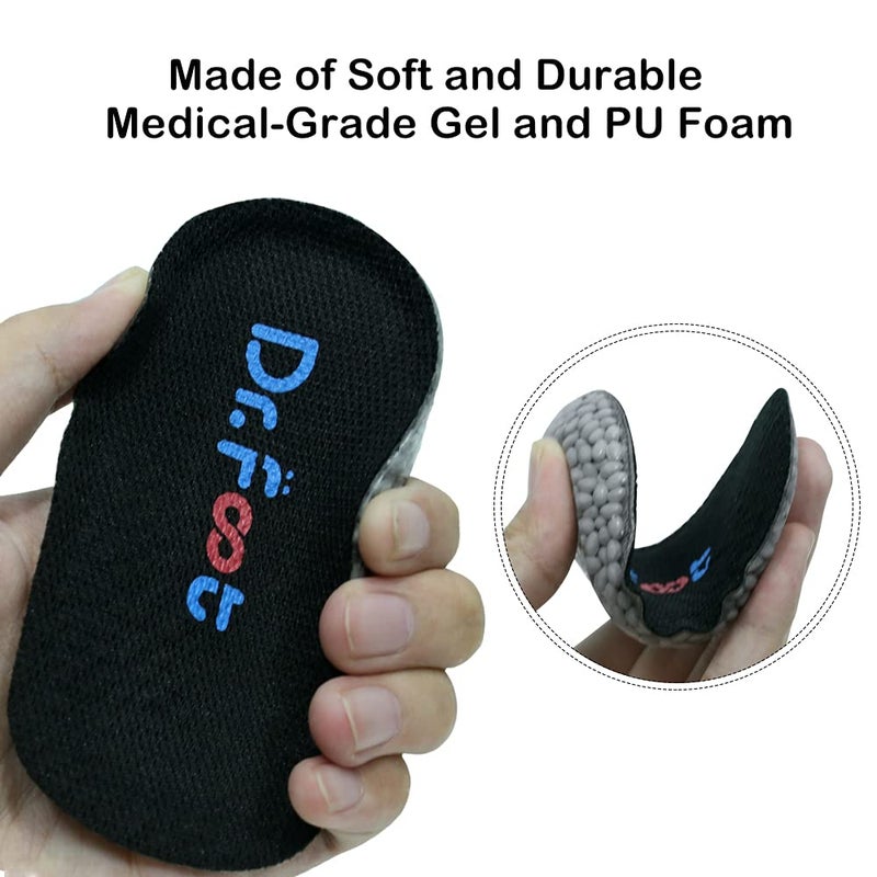 Dr.Foot Dr. Foot's Height Increase Insoles, Heel Cushion Inserts, Heel Lift Inserts for Leg Length Discrepancies (Large (1" Height) | Black) - Image 3