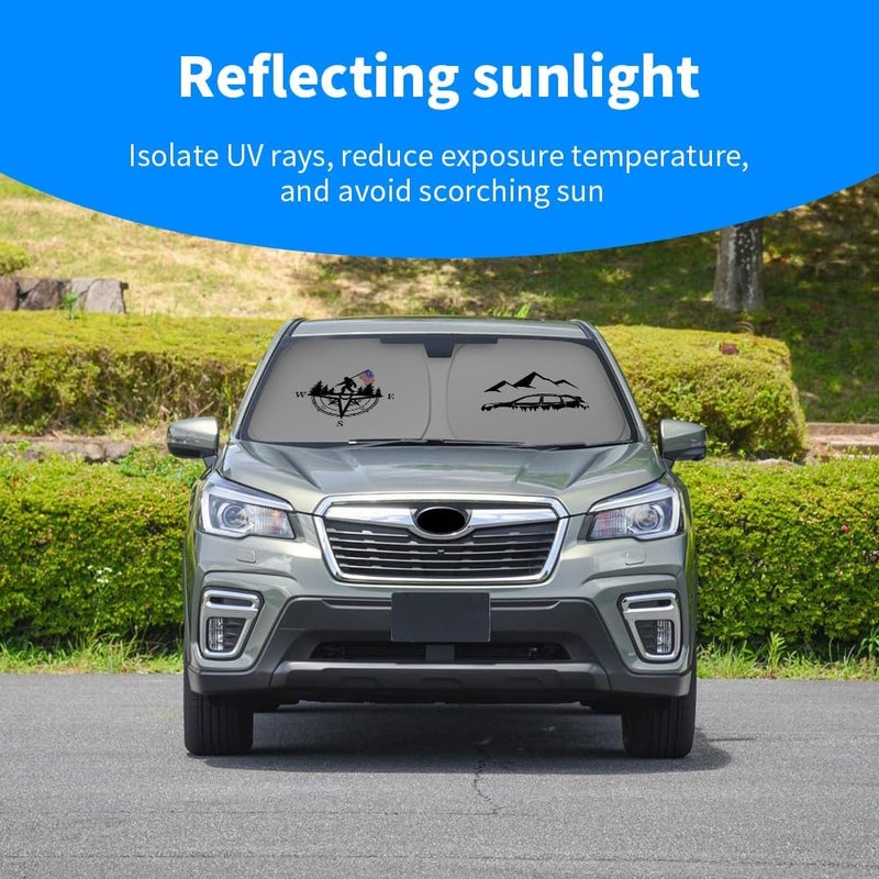 uunonaha غطاء واقي للزجاج الأمامي متوافق مع سيارات Subaru Forester وOutback، يحجب أشعة الشمس ويحمي العينين، قابل للطي (لطرازات القديمة مثل Impreza) - Image 2
