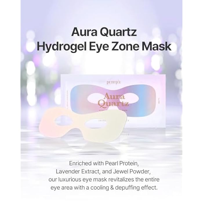 Petitfee Aura Quartz Hydrogel Eye Zone Mask 5ea (9g*5) - Lavender Mask for Entire Eye Area, Instant Cooling, Puffiness, Morning Quick Care, Rejuvenating Tired Skin, Brighter Complexion - Image 2