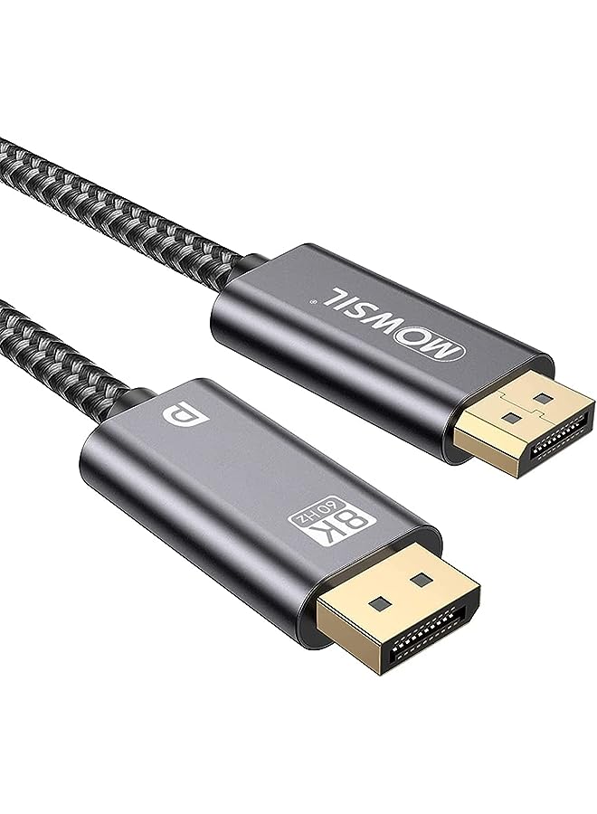MOWSIL 8K Display Port to 1.4V Cable, 2 Meter Length, Grey - Image 1