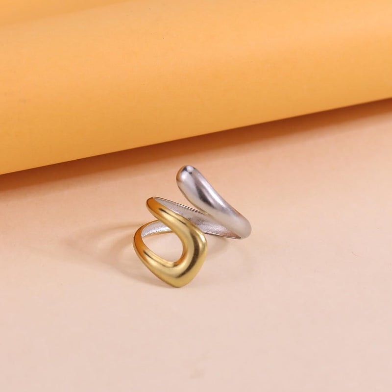 CSIYANJRY99 Gold Rings for Women Non Tarnish Adjustable Thumb Ring for Women Finger Ring Chunky Gold Silver Rings Anillos Para Mujer Stainless Steel New Year Anniversary Birthday Jewelry D-Gold+Silver - Image 3