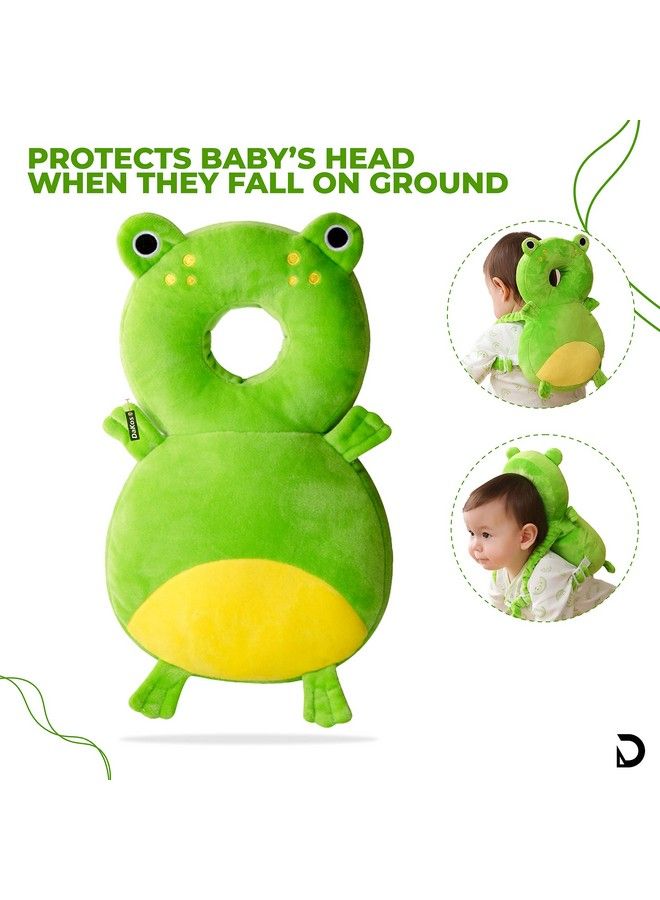 DaKos Baby Head Protector Baby Head Protector For Crawling Baby Head Protector Cushion Baby Head Neck Back Protector With Horizontal Safety Belt (Frog) - Image 5