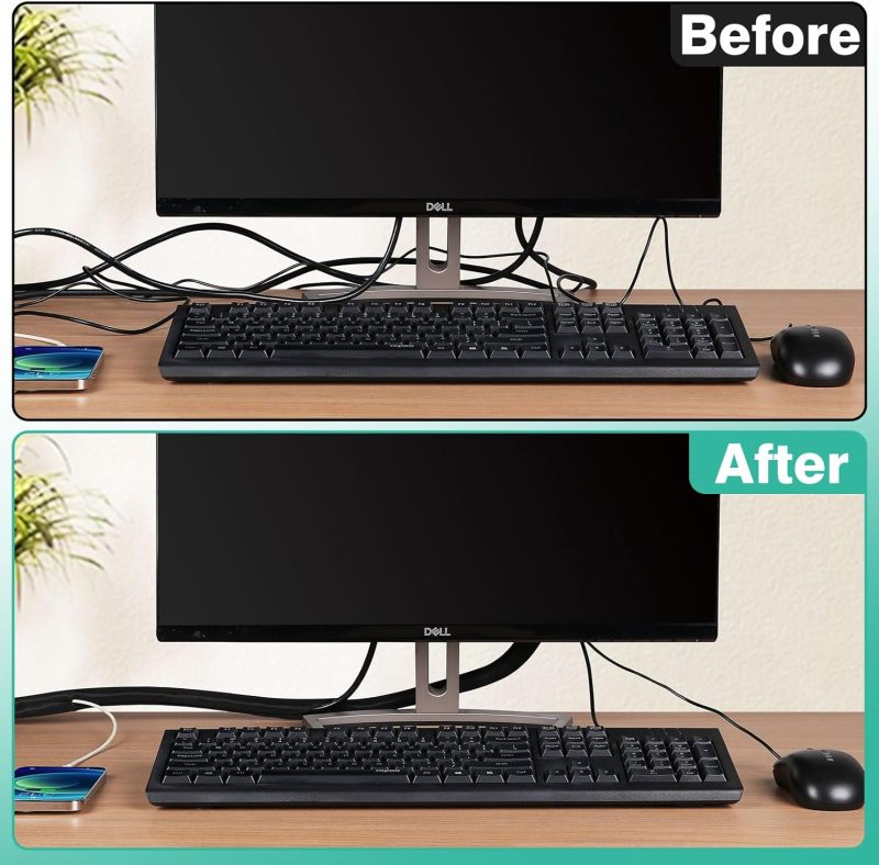 Chew-Proof Cord Protector 30mm 10ft Black Flexible Split-Open Sleeve - Pet-Safe Cable Management for Home Office Pet Owners - Image 4