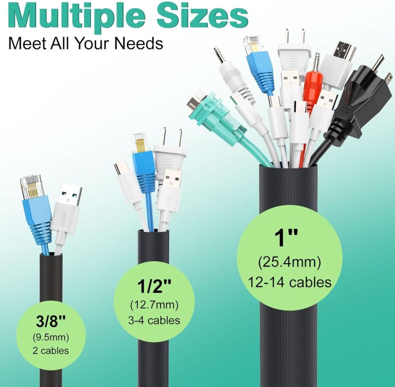 Chew-Proof Cord Protector 30mm 10ft Black Flexible Split-Open Sleeve - Pet-Safe Cable Management for Home Office Pet Owners - Image 5