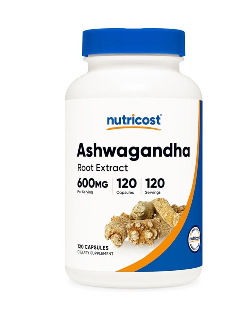 Nutricost Nutricost Ashwagandha Herbal Supplement 600mg, 120 Capsules - Vegetarian, Non-GMO, Gluten Free, Ashwagandha Root  - Image 1