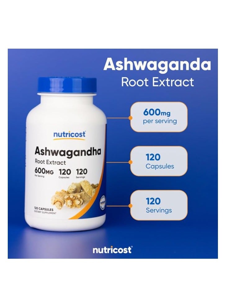 Nutricost Nutricost Ashwagandha Herbal Supplement 600mg, 120 Capsules - Vegetarian, Non-GMO, Gluten Free, Ashwagandha Root  - Image 5