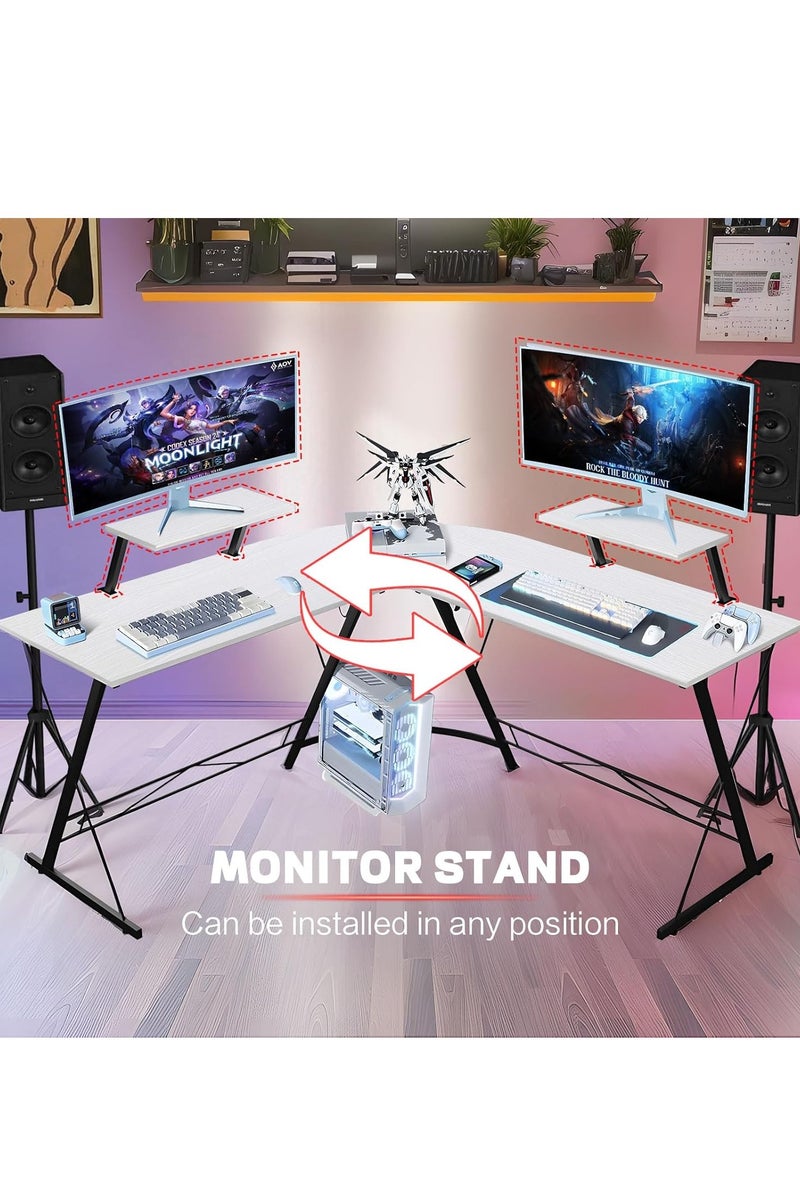 NZONE STORE White home office gaming table and desk, high quality and easy to install L-shaped computer desk and table - Image 3