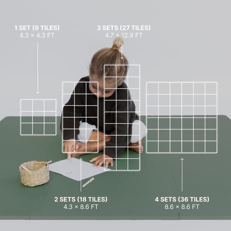 Toddlekind Playmat -Classic Foam Play Mat- 4 x 4 feet Premium Quality Foam Play Mat for Babies/Toddlers, Stylish, Non-Toxic, Odorless, Moss - Image 2