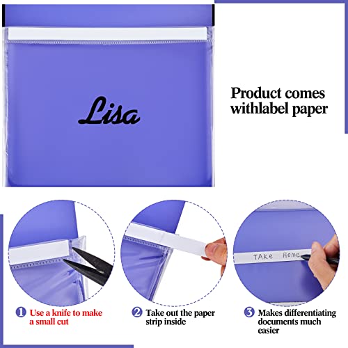 Henoyso 5 Pcs Magnetic File Holder Paper Holder Magnetic Pen Dry Erase Marker Organizer Fridge Pocket Organizer for Whiteboard Refrigerator, 12 x 9.5 in (Assorted Colors) - Image 4