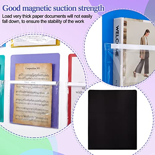 Henoyso 5 Pcs Magnetic File Holder Paper Holder Magnetic Pen Dry Erase Marker Organizer Fridge Pocket Organizer for Whiteboard Refrigerator, 12 x 9.5 in (Assorted Colors) - Image 3