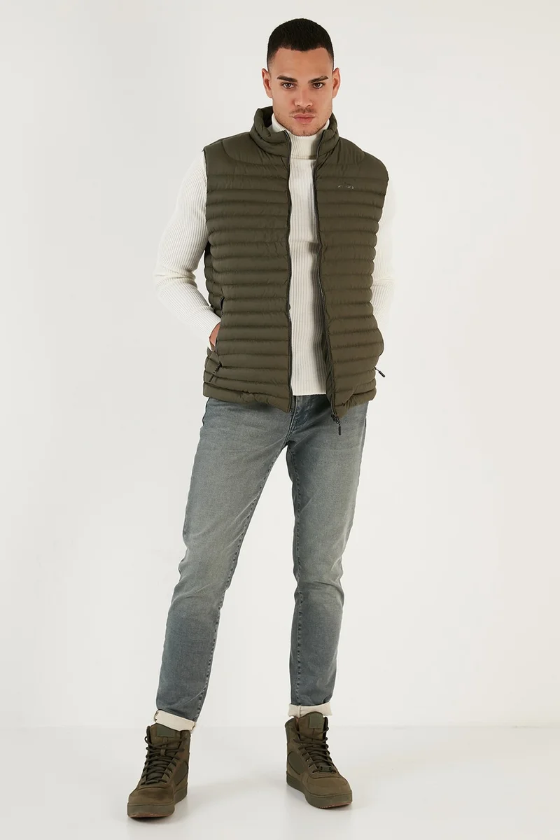Buratti Slim Fit Water and Wind Resistant Stand Collar Comfortable Inflatable Vest Men's Vest 649020