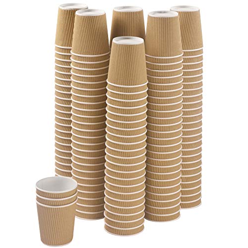 NYHI 150 4 oz Ripple Kraft Paper Cups Brown Hot Cold Cups 3 Layer Rippled Small Insulated Disposable Coffee Cups Perfect for Cappuccino Hot Cocoa or Iced Drinks - Image 2