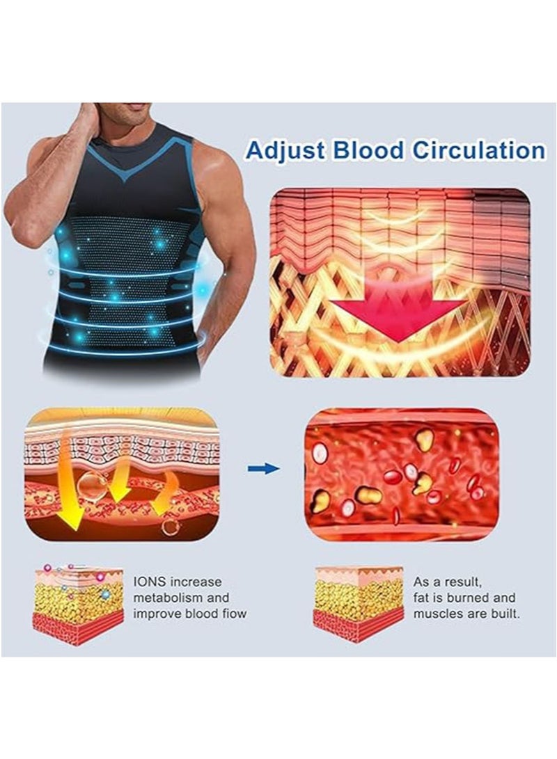 Apustim Men's Body Shaping Compression Shirt，Shaping Vest for Weight Loss，Abdominal Training，Sweat Workout，Body Shaping （Black） - Image 4