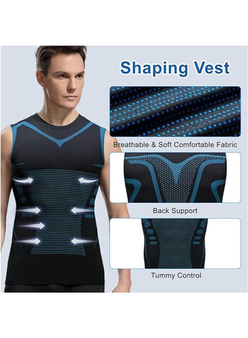 Apustim Men's Body Shaping Compression Shirt，Shaping Vest for Weight Loss，Abdominal Training，Sweat Workout，Body Shaping （Black） - Image 5