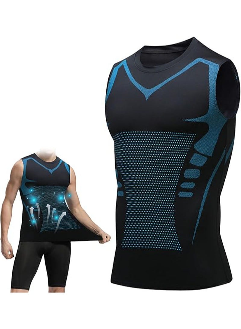 Apustim Men's Body Shaping Compression Shirt，Shaping Vest for Weight Loss，Abdominal Training，Sweat Workout，Body Shaping （Black） - Image 1