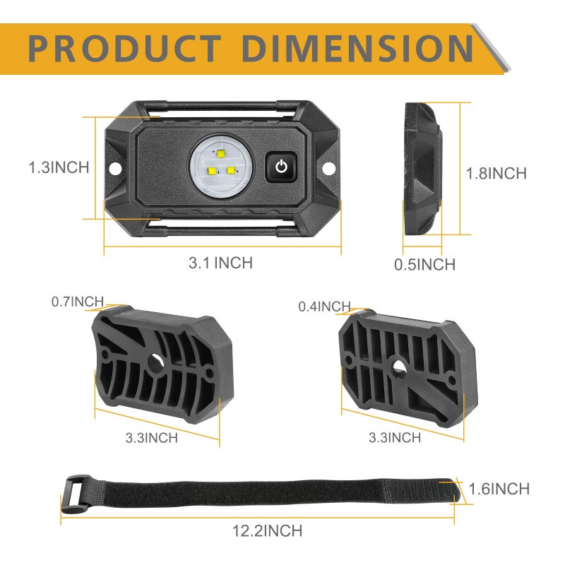 Rfroad Lighting UTV LED Dome Light 12V with Switch, Rfroad Lighting Universal Roll Bar Mount LED White Lights Interior Dome Light for UTV ATV Polaris RZR Can Am Car Golf Cart - Image 2