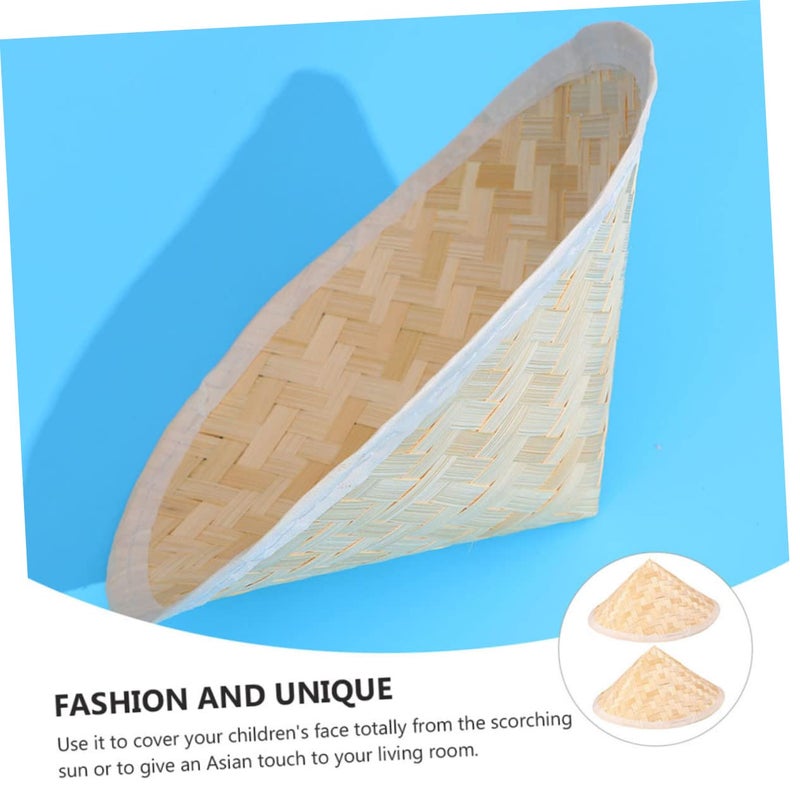 Vietnamese Style Bamboo Sun Hat For Boys And Girls Beige Sun Protection - Image 3