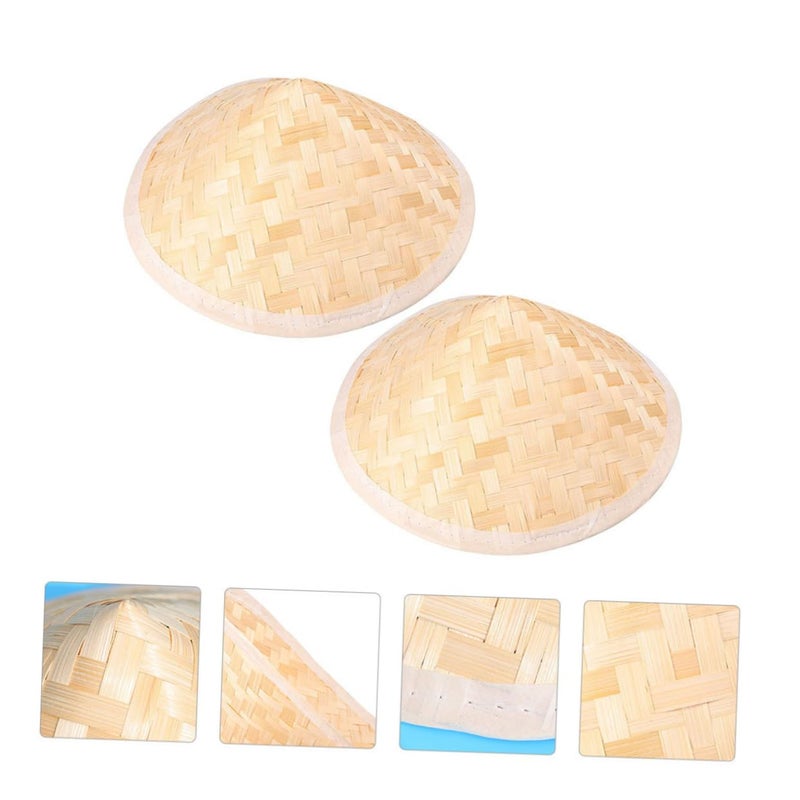 Vietnamese Style Bamboo Sun Hat For Boys And Girls Beige Sun Protection - Image 4