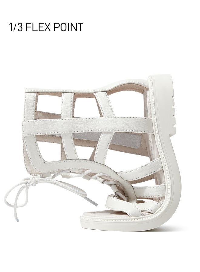 تارانيس أحذية أطفال من تارانيس، صنادل غلادياتور أنيقة للبنات - أبيض، برباط وسحاب - Image 3