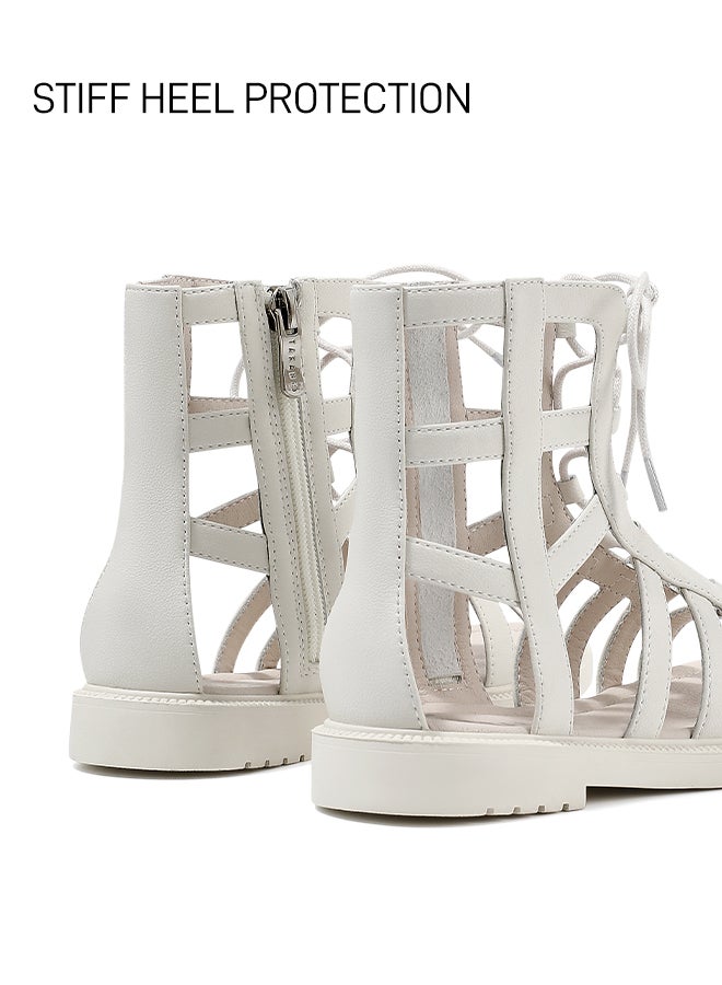 تارانيس أحذية أطفال من تارانيس، صنادل غلادياتور أنيقة للبنات - أبيض، برباط وسحاب - Image 5