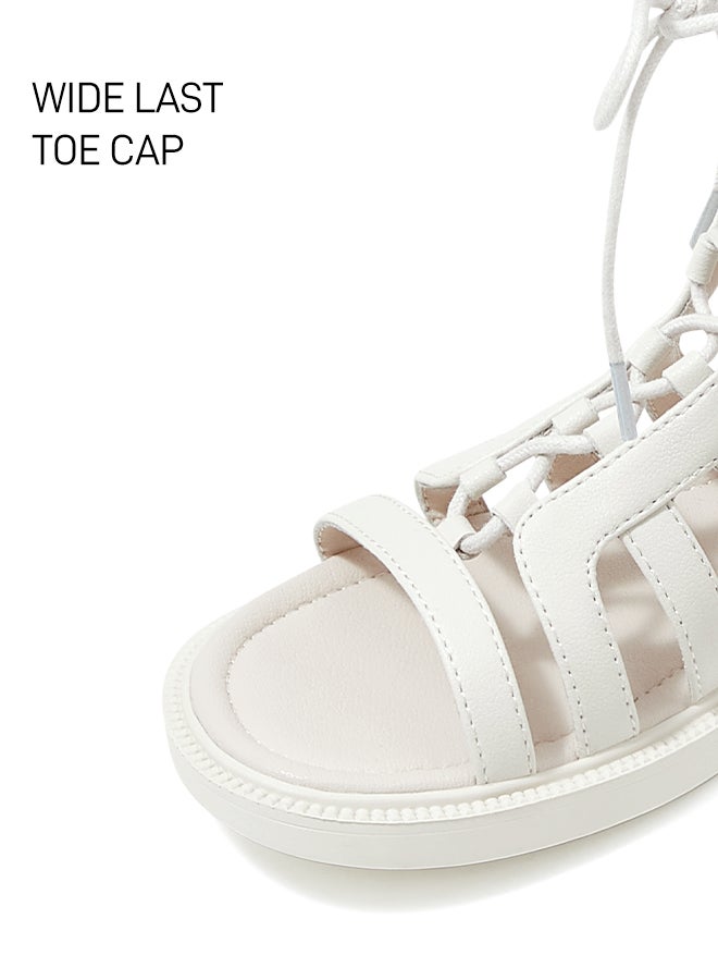 تارانيس أحذية أطفال من تارانيس، صنادل غلادياتور أنيقة للبنات - أبيض، برباط وسحاب - Image 2