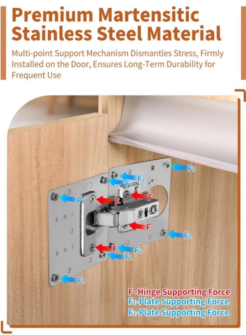 excitat 15PCS Cabinet Hinge Repair Plate, Stainless Steel Hinge Repair Brackets Kit with Fixing Screws, 3.54 x 3.54 Inch Stainless Steel Cabinet Door Repair Kit, Cabinet Hinge Repair Plate for Kitchen Cabinets, Wardrobes, Dressers, Wooden Furniture, and Shelves - Image 3