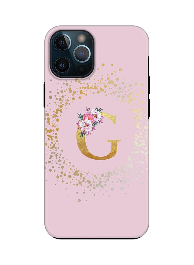 Stylizedd Monogram Tough Series for Apple iPhone 12 Pro Max Custom Initials Floral Pattern Tough Pro Dual Layer hybrid PC inner TPU protection Alphabet- G (Pink) - Image 1