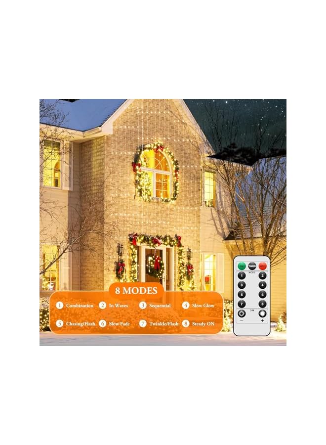 The Bros Pack of 2Pcs Each 33ft 100 LEDs Outdoor String Lights Battery Operated Fairy Lights 8 Mode Waterproof Copper Wire Lights for Bedroom, Garden, Easter, Xmax Decoration (Warm White) - Image 5