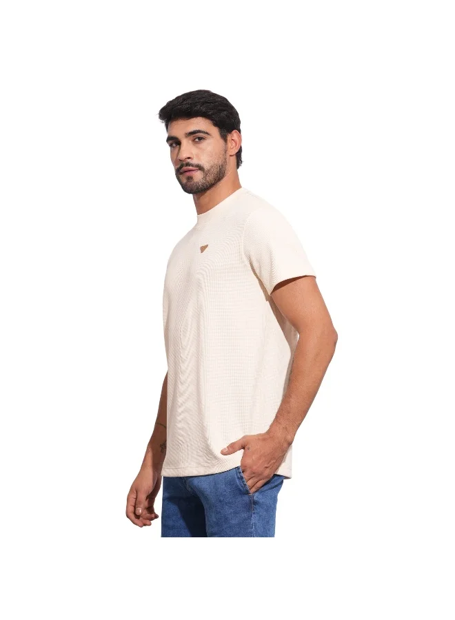 بيينغ هيومان Mens Peach Round Neck Short Sleeve T-Shirt