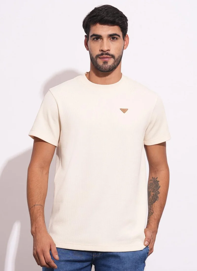 بيينغ هيومان Men Solid Round Neck Cotton T-shirt