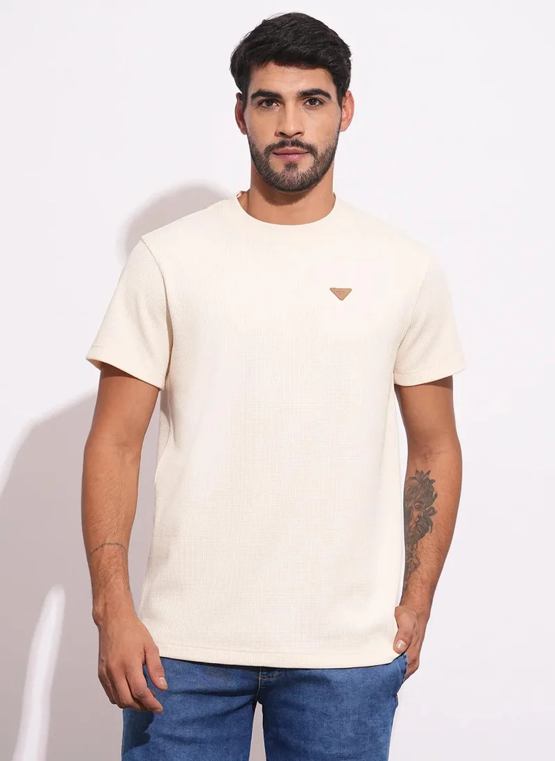 بيينغ هيومان Men Solid Round Neck Cotton T-shirt