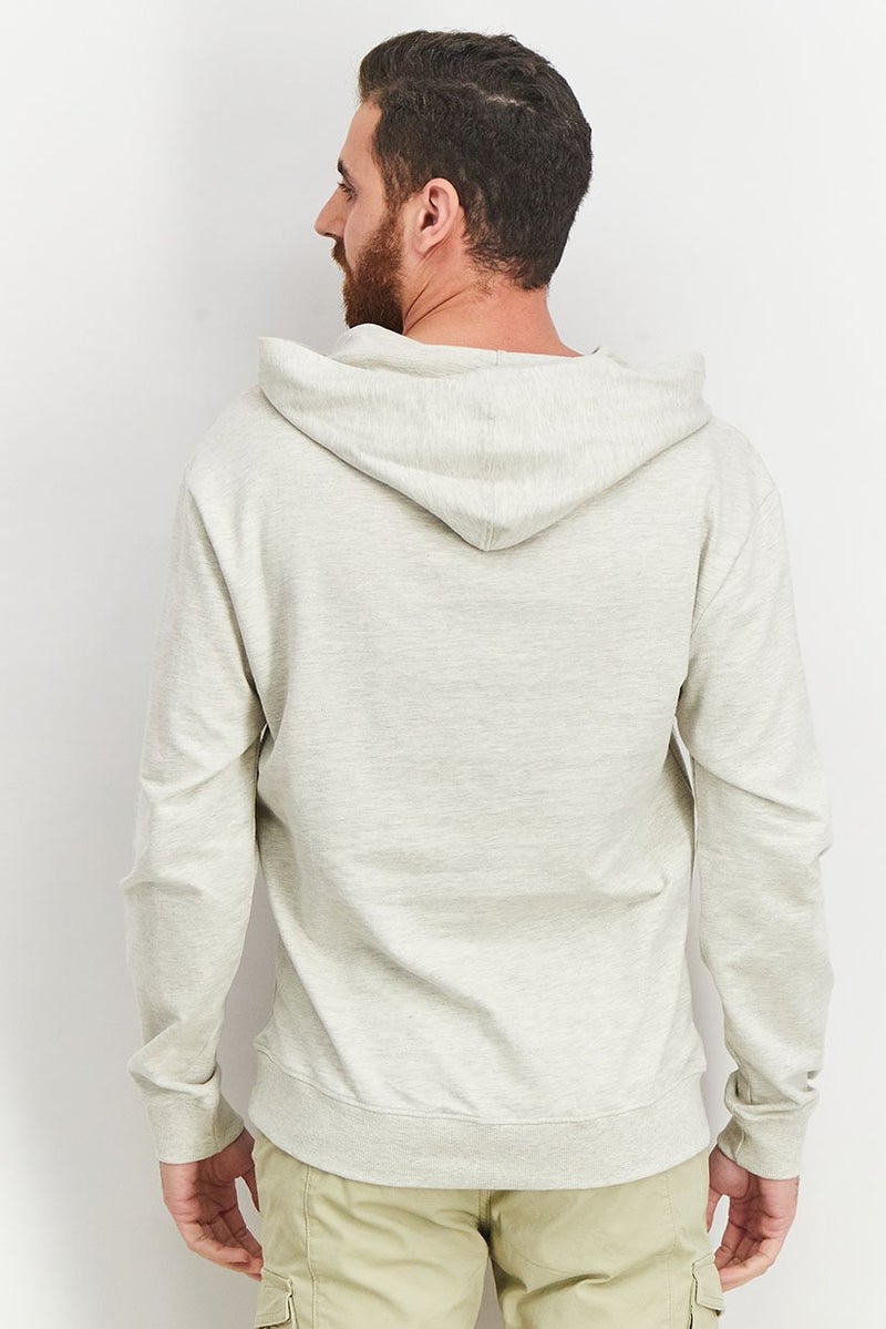 MTV Men Hooded Printed Heather Long Sleeve Sweatshirts, Light Grey - Image 3