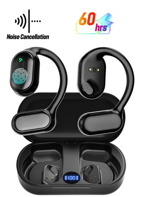 Wireless Earbuds Bluetooth Earphones, with Wireless Charging Case, Bone-conduction Over-Ear Headphones with Earhooks, Built in Noise Cancellation Mic, IP5 Waterproof for Sports Running