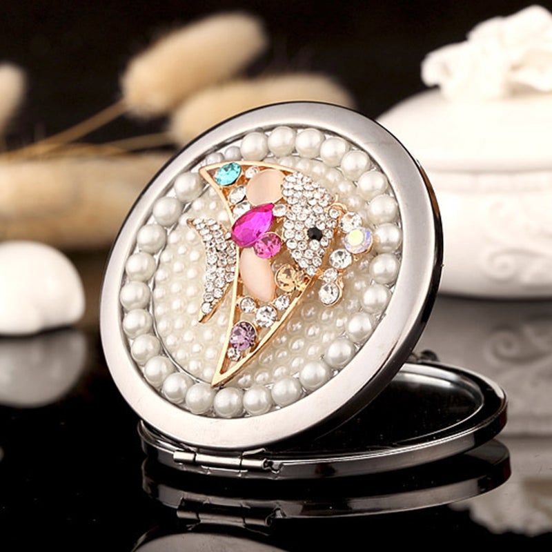 Fish Design Carry Mirror Vintage Mirror Travel Makeup Mirror Small - Image 1