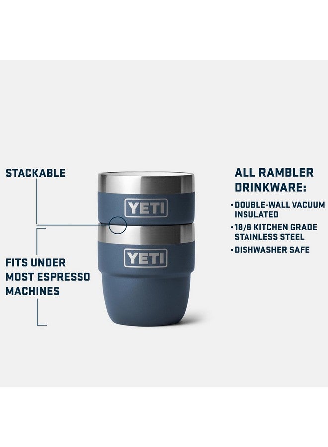 YETI كوب ييتي رامبلر سعة 4 أونصات قابل للتكديس، من الفولاذ المقاوم للصدأ، معزول بالفراغ لكوب الإسبريسو/القهوة، عبوة من 2، لون أحمر إنقاذ - Image 2