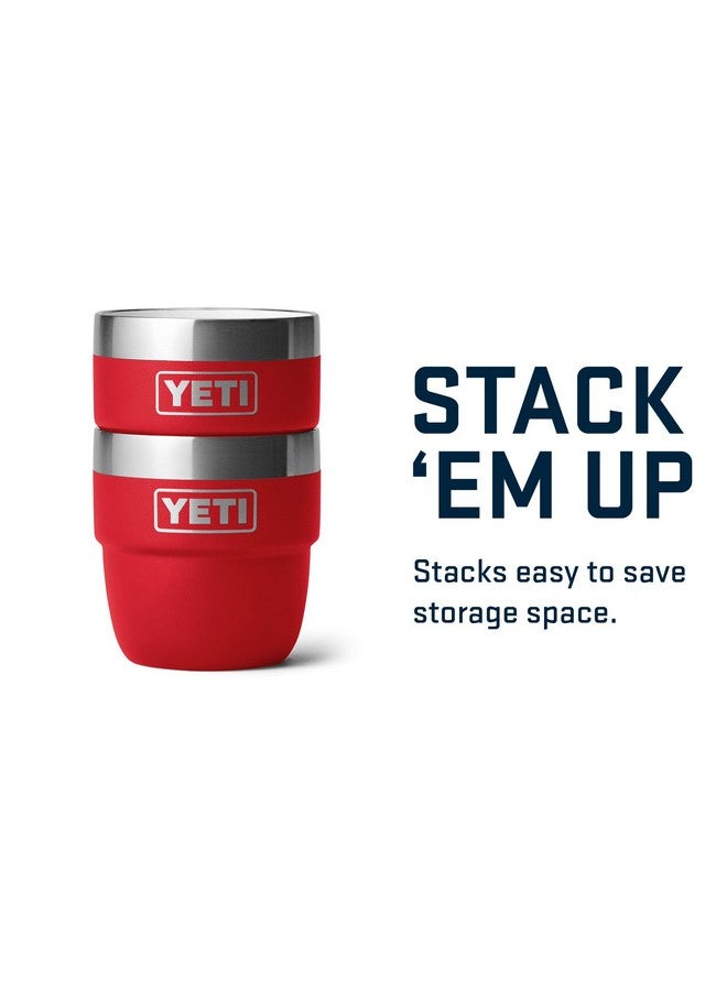 YETI كوب ييتي رامبلر سعة 4 أونصات قابل للتكديس، من الفولاذ المقاوم للصدأ، معزول بالفراغ لكوب الإسبريسو/القهوة، عبوة من 2، لون أحمر إنقاذ - Image 5