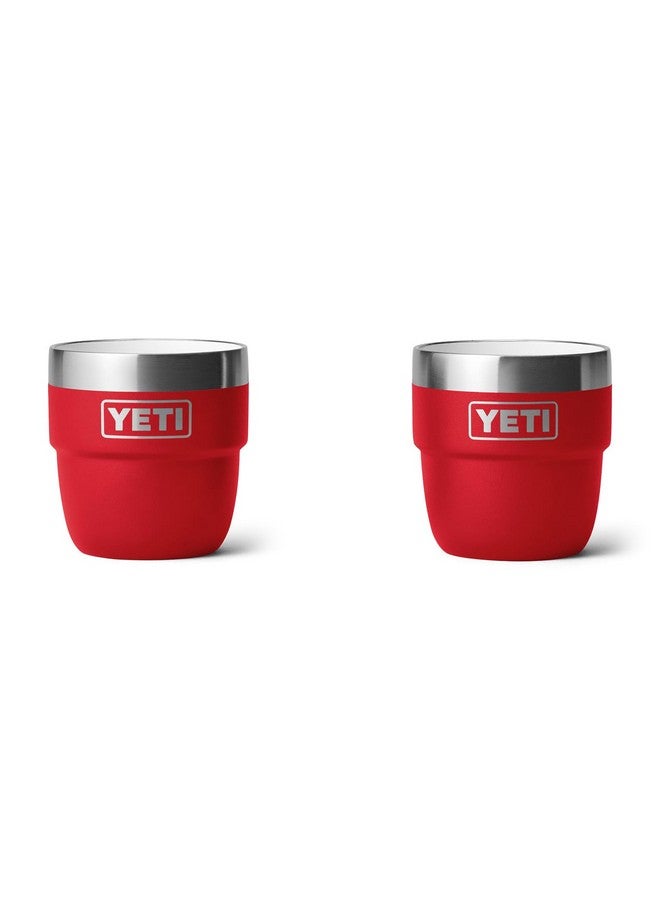 YETI كوب ييتي رامبلر سعة 4 أونصات قابل للتكديس، من الفولاذ المقاوم للصدأ، معزول بالفراغ لكوب الإسبريسو/القهوة، عبوة من 2، لون أحمر إنقاذ - Image 1