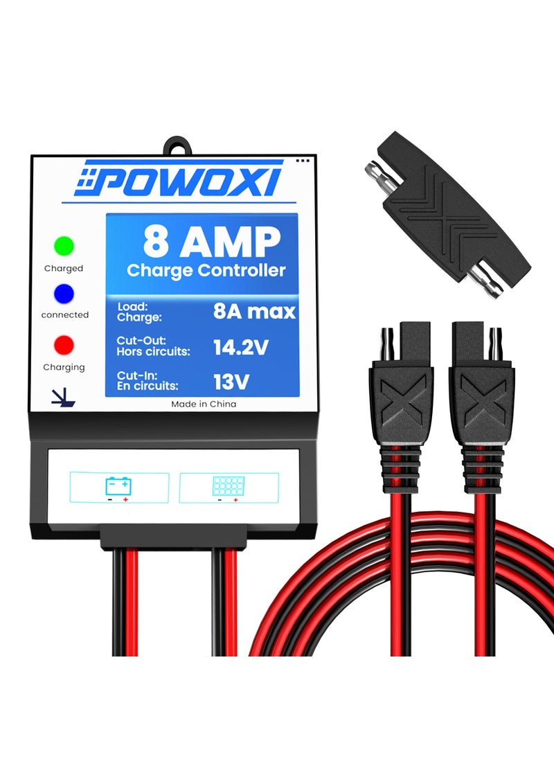 POWOXI POWOXI Solar Panels Charge Controller 8A Battery Regulator for 12V Solar Battery Charger Solar Battery Maintainer and 12 Volt Batteries Power Kit 