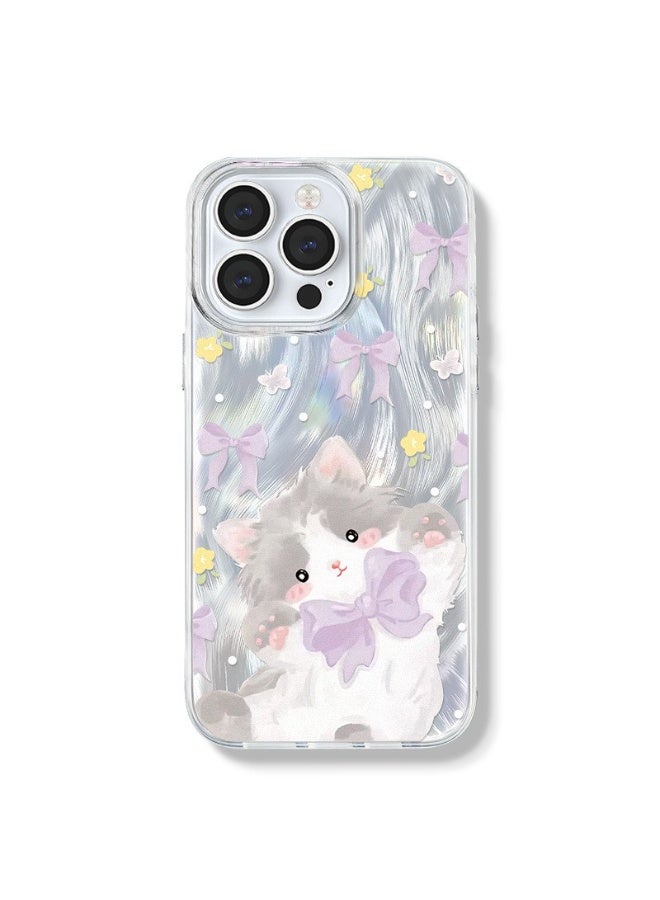 Cute Cat TPU Case for iPhone 16 Pro – Transparent Shockproof Soft Cover with Spray-Coating Finish, Anti-Fall Protection - Image 1