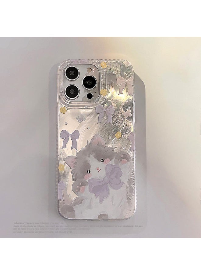 Cute Cat TPU Case for iPhone 16 Pro – Transparent Shockproof Soft Cover with Spray-Coating Finish, Anti-Fall Protection - Image 3