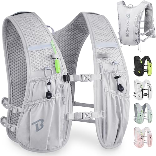 BECOJADDE Running Vest Hydration Backpack for Men Women 5L Lightweight Running Backpack Hydration Pack for Marathon Trail Cycling Hiking Jogging Gray - Image 1
