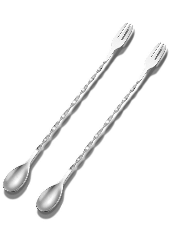 Mixing Spoon 12.6 Inches Stainless Steel Stirring Spoon, Long Handle Spoon for Beverages and Mixing, Suitable for Restaurants and Events (2pcs) - Image 1