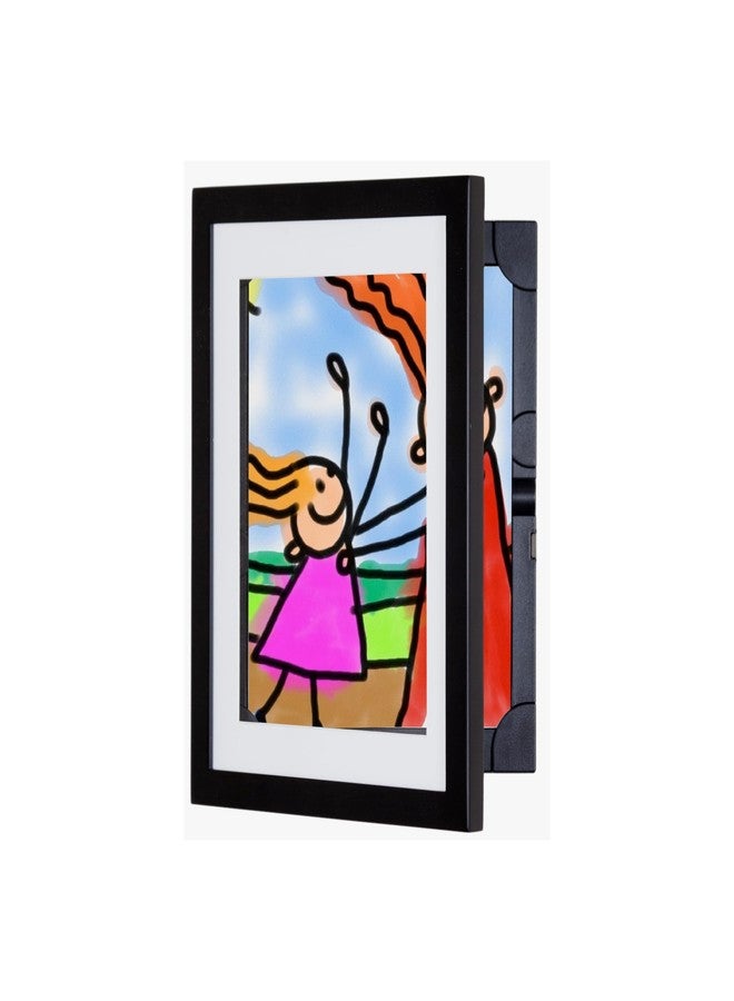 Dynamic Frames Li’l Davinci Art Cabinet, Stores up to 50 Pieces of 8.5 x 11 inch Art, Outer Wooden Frame Dimensions 11.75 x 14.75 inches, Changeable Kids Art Frame, Front Opening, Black - Image 1