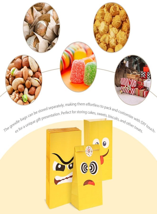 VGOODALL 36 Pack Funny Face Party Favor Bags with Stickers - 8.7"x4.7"x3.1" Yellow Cartoon Expression Goodie Bags, for Kids Birthday, School Rewards, Carnival & Gift Packaging - Image 5
