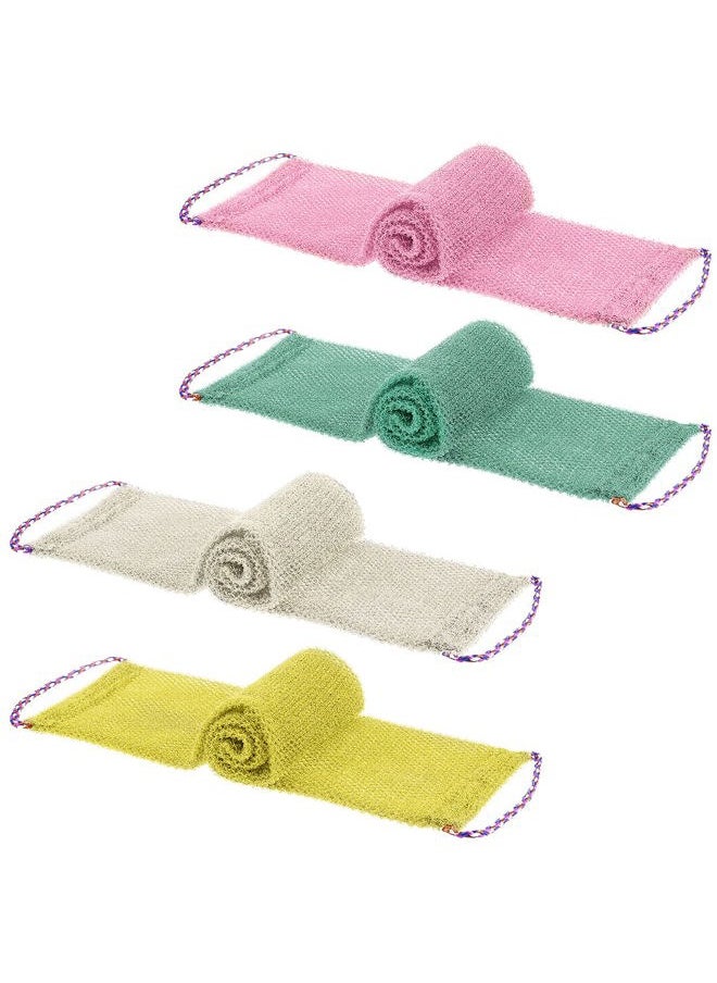 Linkidea 4 Pack African Exfoliating Net, Back Scrubber Shower, Exfoliating Wash Towel Long with Ropes for Shower Deep Cleaning Massages  - Image 1