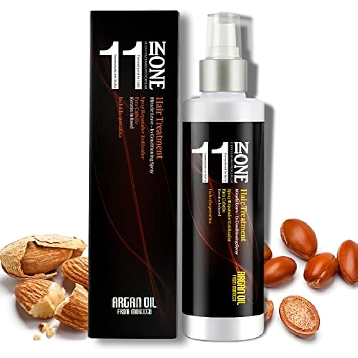 NUSPA بلسم مرطب يترك على الشعر 11 في 1 بزيت اللوز لتفكيك الشعر المجعد، كريم ترطيب يومي بزيت الأركان، سيروم كريم الكيراتين للشعر المجعد، الجاف، التالف - Image 1