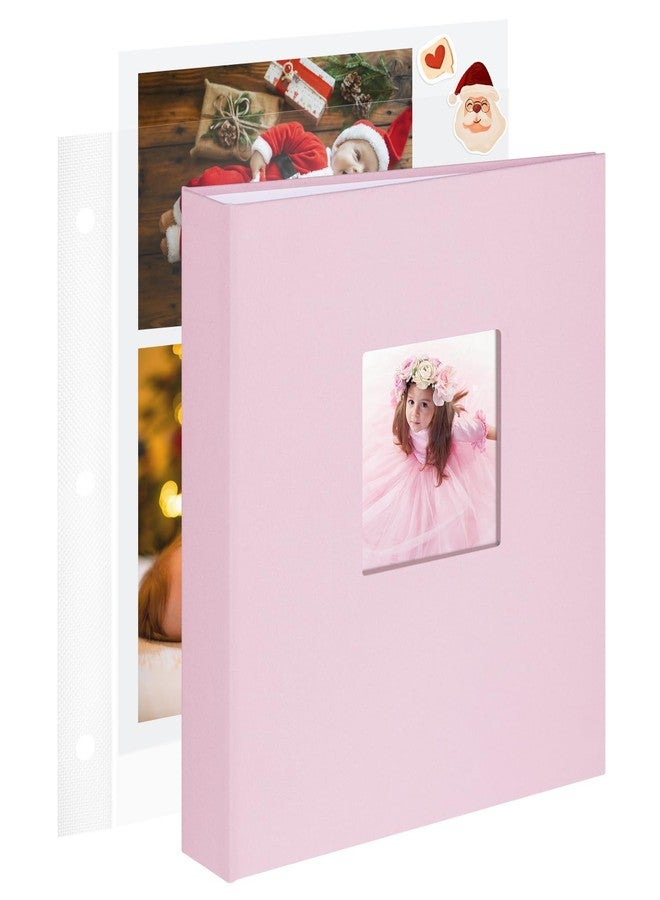1DOT2 8.5x11 Inch Large 3 Ring DIY Scrapbook Photo Album with 30 Plastic Sleeves 60 Pages Blank Scrapbooks, 8.5 x 11 Scrap Book Albums for Baby Travel Wedding Graduation kids (Pink Cover/White Pages) - Image 1