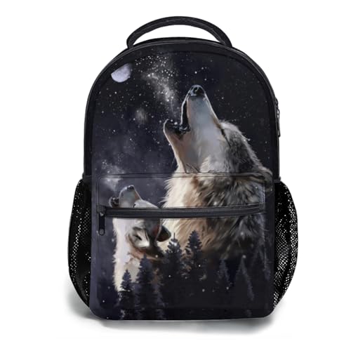 Sphragiyn Cool Wolf Backpack Lightweight School Bag Bookbag for Kids Girls Boys Elementary Students 1st 2nd 3rd 4th 5th Grade - Image 1