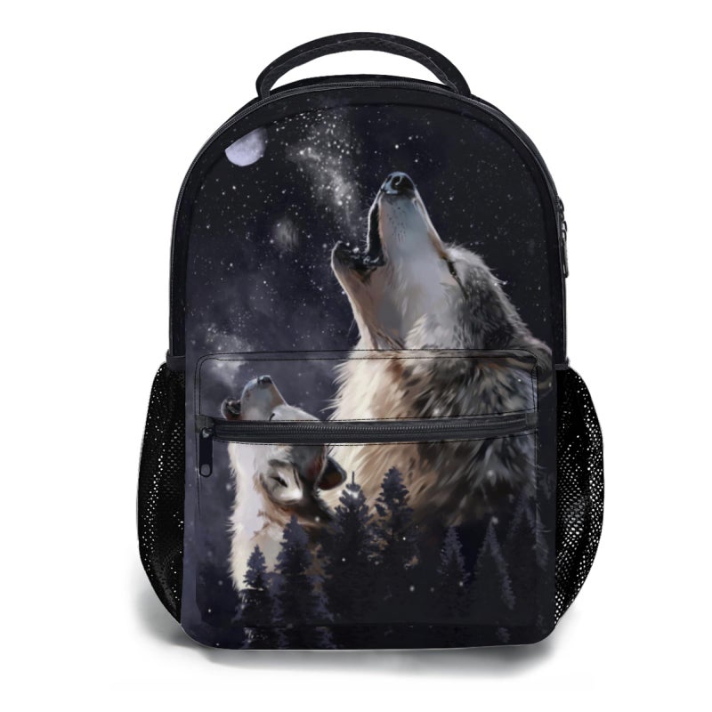 Sphragiyn Cool Wolf Backpack Lightweight School Bag Bookbag for Kids Girls Boys Elementary Students 1st 2nd 3rd 4th 5th Grade - Image 2