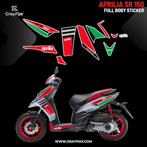 Grayfixx Sticker for Aprilia SR150 | Printed in Premium Gloss Vinyl, Water Proof, Matte Protection 2X Layers, Precut Sticker, Pack of 1 Set for Both Side-Self-Adhesive - Image 2